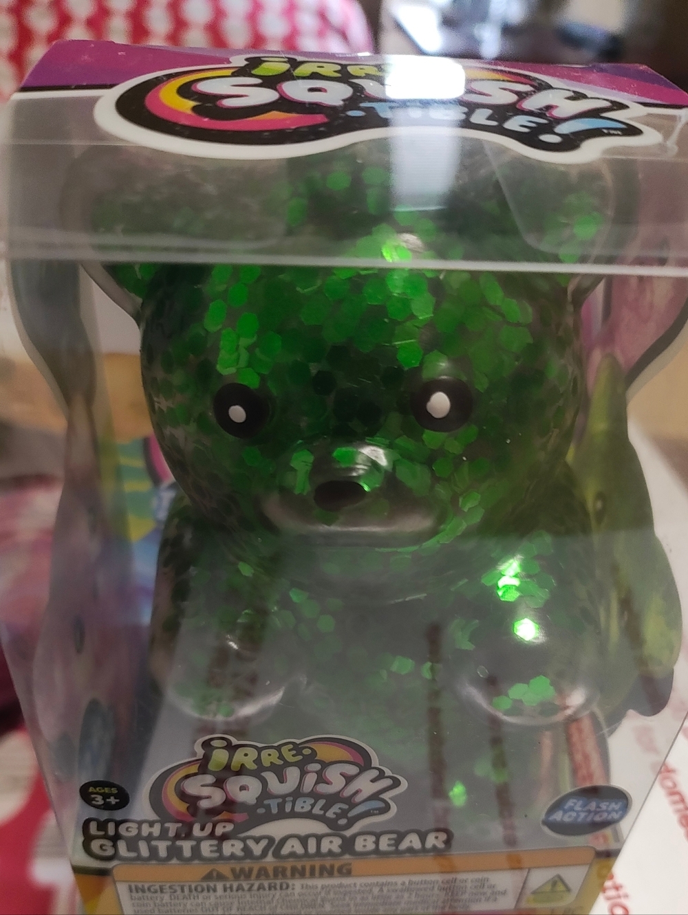 Irre Squishy Light-Up Glittery Air Bear - Green